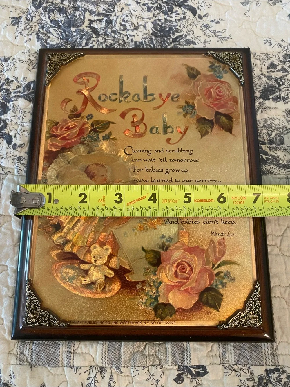 Vintage 80s Nursery/Baby Decor Shimmering Rockabye Baby Wood Plaque with Poem